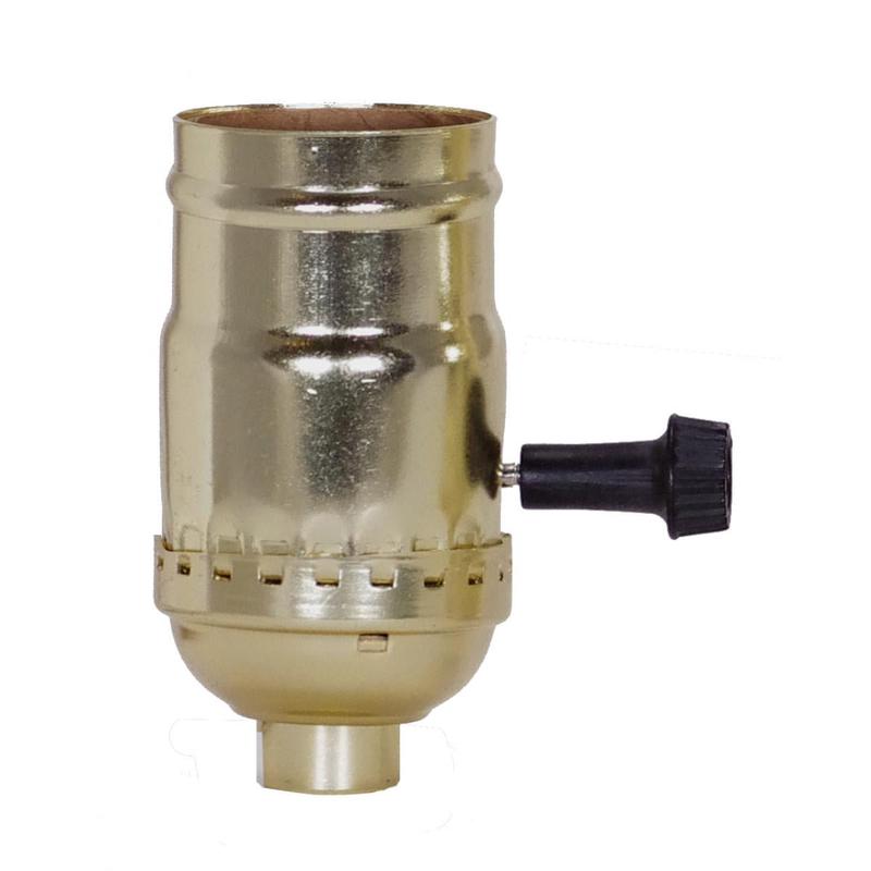 3 Terminal (2 Circuit) Turn Knob Socket With Removable Knobs Brite Gilt