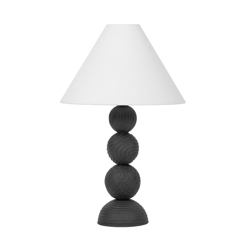 Miela One Light Table Lamp in Forged Iron/Ceramic Black Motif