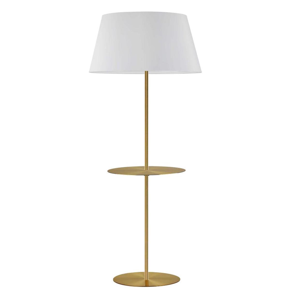1 Lightt Rnd Base Floor W/ Shelf, Agb W/ Wh Shade | GTC-R641F-AGB-WH