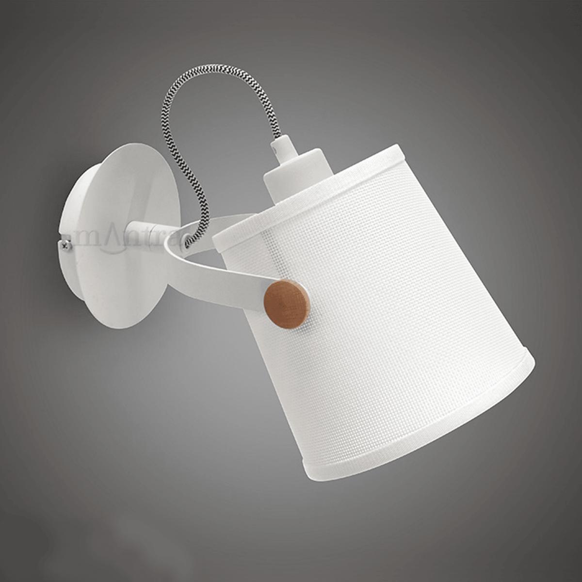 Nordica Adjustable Wall Light in Ivory White and Beech Wood