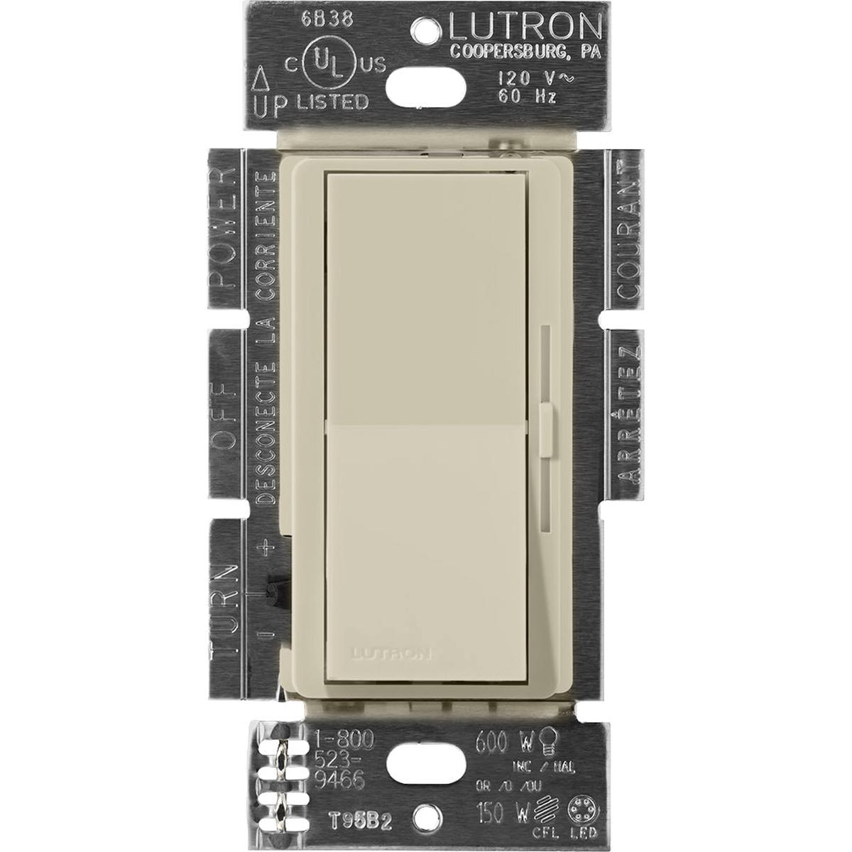 Lutron Diva Dimmer, 450W, Magnetic Low-Voltage, Single-Pole, Satin, Clay, DVSCLV-600P-CY