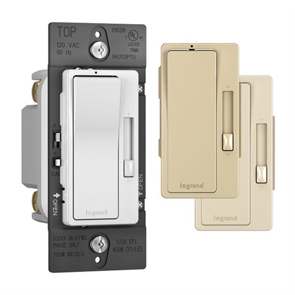 Wattstopper Radiant Tru-Universal Dimmer, Single Pole/3-Way, Tri-Color, RH703PTUTC